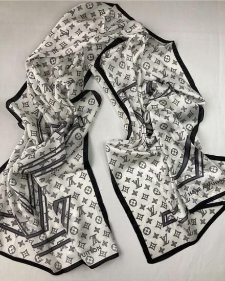 VUAL İPEK ŞAL LV MODEL BEYAZ SİYAH