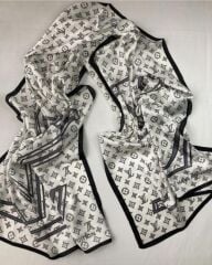 VUAL İPEK ŞAL LV MODEL BEYAZ SİYAH