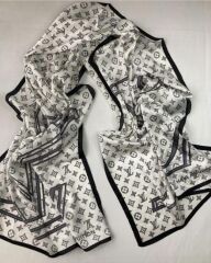 VUAL İPEK ŞAL LV MODEL BEYAZ SİYAH