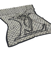 VUAL İPEK ŞAL LV MODEL BEYAZ SİYAH