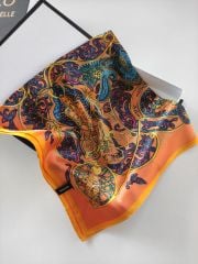 HERMES VUAL İPEK ŞAL KARIŞIK DESEN  SARI TURUNCU