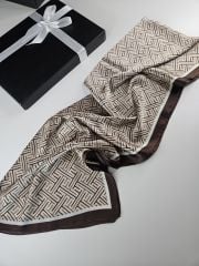 F  DESEN  VUAL İPEK ŞAL  KAHVE KREM