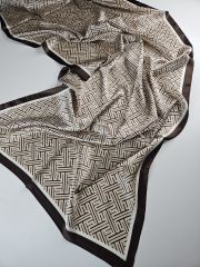 F  DESEN  VUAL İPEK ŞAL  KAHVE KREM