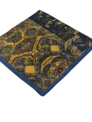 VUAL İPEK ŞAL ETNİK  DESEN LACİVERT GOLD