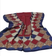 VUAL İPEK ŞAL LACİVERT  BORDO