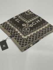 CHANEL PAPATYA DESEN VUAL İPEK ŞAL KAHVE VİZON