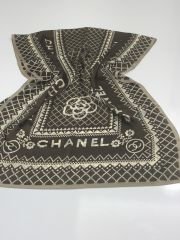 CHANEL PAPATYA DESEN VUAL İPEK ŞAL KAHVE VİZON