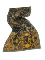 VUAL İPEK ŞAL ETNİK  DESEN GRİ