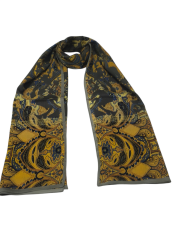 VUAL İPEK ŞAL ETNİK  DESEN GRİ