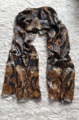 VUAL İPEK ŞAL ETNİK  DESEN GRİ