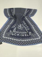 PAPATYA DESEN VUAL İPEK ŞAL LACİVERT MAVİ