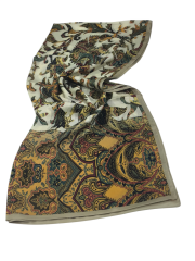 VUAL İPEK ŞAL ETNİK  DESEN TAŞ YEŞİL BORDO