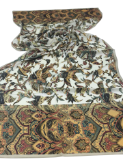 VUAL İPEK ŞAL ETNİK  DESEN TAŞ YEŞİL BORDO