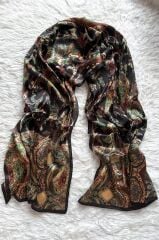 VUAL İPEK ŞAL ETNİK  DESEN SİYAH