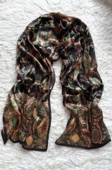 VUAL İPEK ŞAL ETNİK  DESEN SİYAH