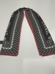 PAPATYA DESEN VUAL İPEK ŞAL SİYAH KIRMIZI