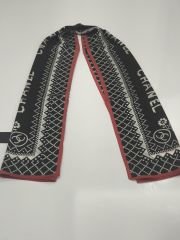 PAPATYA DESEN VUAL İPEK ŞAL SİYAH KIRMIZI