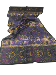 VUAL İPEK ŞAL ETNİK  DESEN MOR