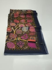 VUAL İPEK ŞAL KLASİK MODEL LACİVERT MAVİ