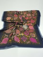 VUAL İPEK ŞAL KLASİK MODEL LACİVERT MAVİ