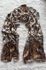 VUAL İPEK ŞAL ETNİK  DESEN TAŞ MOR