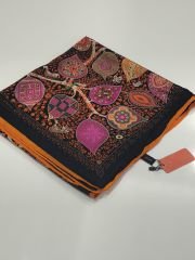 HERMES VUAL İPEK ŞAL KLASİK MODEL TURUNCU SİYAH