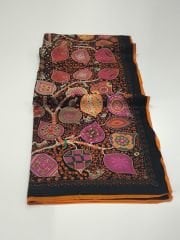 VUAL İPEK ŞAL KLASİK MODEL TURUNCU SİYAH