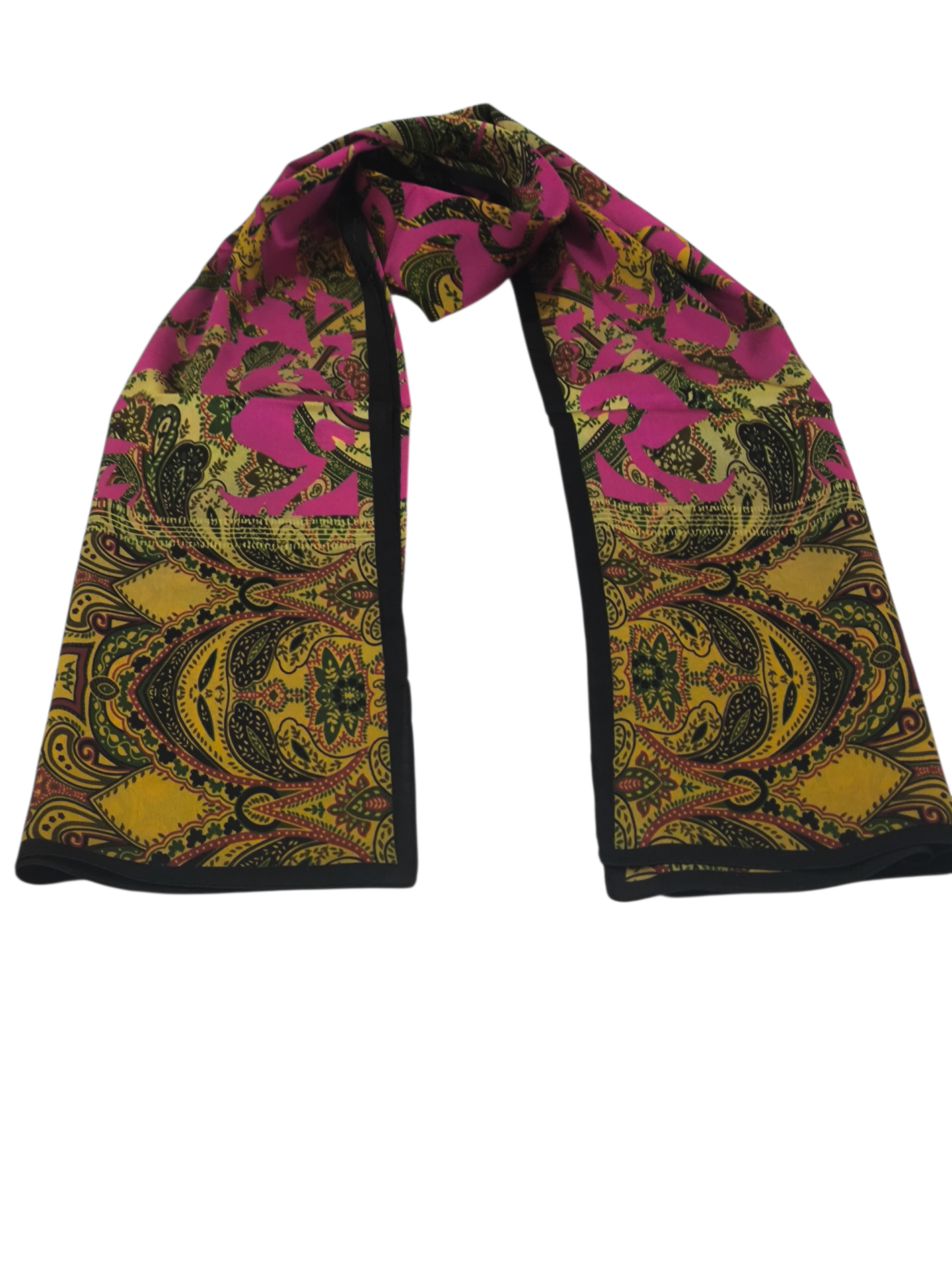 VUAL İPEK ŞAL ETNİK  DESEN FUŞYA