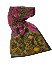 VUAL İPEK ŞAL ETNİK  DESEN FUŞYA