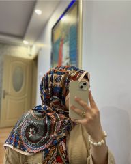 VUAL İPEK ŞAL KLASİK MODEL SOMON LACİVERT