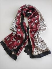 LOUİS VOİTTON  VUAL İPEK ŞAL KREM KIRMIZI