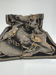 VUAL İPEK ŞAL KEMER DESEN VİZON SİYAH