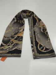 VUAL İPEK ŞAL KEMER DESEN VİZON SİYAH