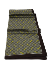 VUAL İPEK ŞAL G DESEN KAHVERENGİ SARI