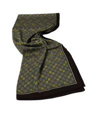 VUAL İPEK ŞAL G DESEN KAHVERENGİ SARI