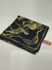 HERMES VUAL İPEK ŞAL KEMER DESEN  SİYAH GRİ SARI