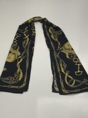 VUAL İPEK ŞAL KEMER DESEN  SİYAH GRİ SARI