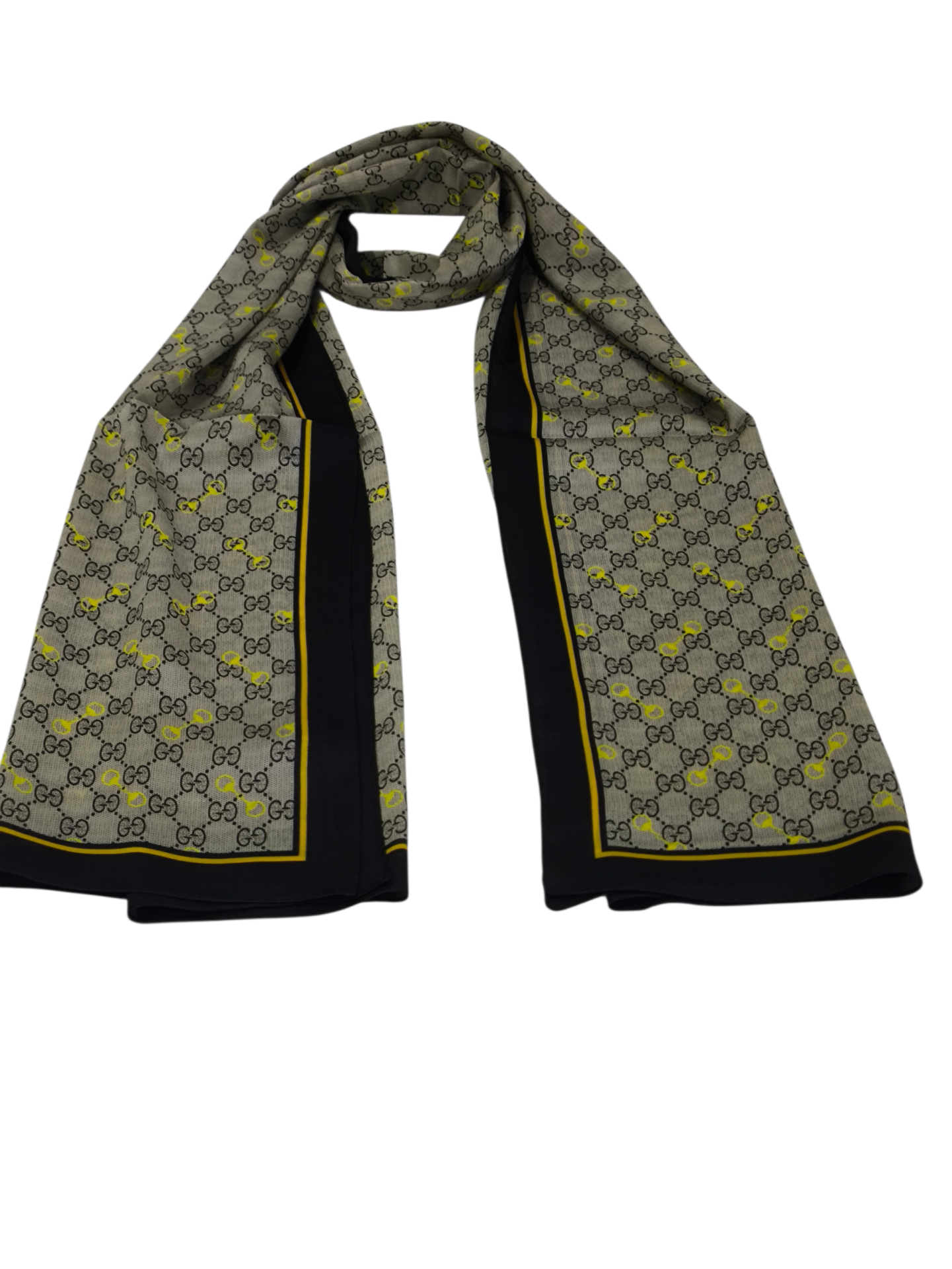 VUAL İPEK ŞAL G DESEN SİYAH SARI