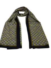 VUAL İPEK ŞAL G DESEN SİYAH SARI