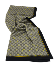 VUAL İPEK ŞAL G DESEN SİYAH SARI
