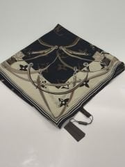 LOİS VOİTTON  KEMER ZİNCİR MODEL VUAL İPEK ŞAL KREM SİYAH KAHVE