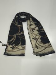 LV KEMER ZİNCİR MODEL VUAL İPEK ŞAL KREM SİYAH KAHVE