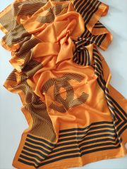 C DESEN VUAL İPEK ŞAL TURUNCU SİYAH