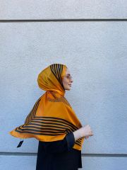 C DESEN VUAL İPEK ŞAL TURUNCU SİYAH