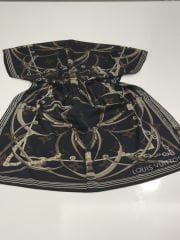 LV KEMER ZİNCİR MODEL VUAL İPEK ŞAL  SİYAH KAHVE VİZON