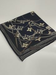 LV KEMER ZİNCİR MODEL VUAL İPEK ŞAL  SİYAH KREM GRİ