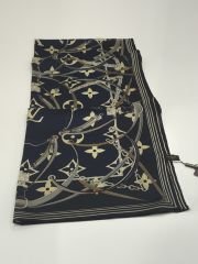 LV KEMER ZİNCİR MODEL VUAL İPEK ŞAL  SİYAH KREM GRİ