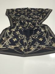 LV KEMER ZİNCİR MODEL VUAL İPEK ŞAL  SİYAH KREM GRİ