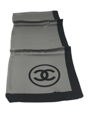 C DESEN VUAL İPEK ŞAL ORTASI BOŞ SİYAH GRİ