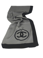 C DESEN VUAL İPEK ŞAL ORTASI BOŞ SİYAH GRİ